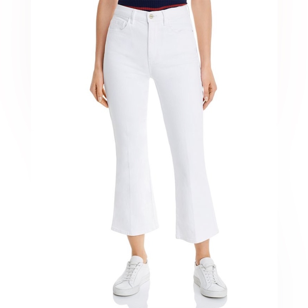 FRAME Le Sylvie Kickboot White Jeans